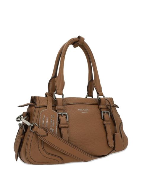 Prada buckle leather tote bag - Brown