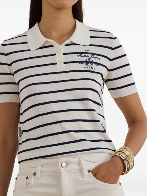 Lauren Ralph Lauren striped embroidered polo shirt - White