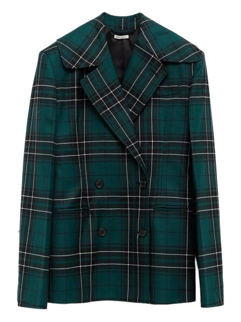 JW Anderson plaid-pattern double-breasted blazer - Green - zdjęcie produktu nr 1