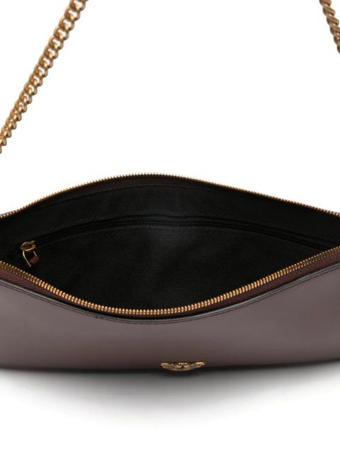 PINKO chain logo clutch bag - Brown