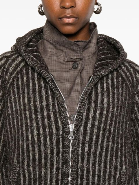 OUR LEGACY striped knitted hoodie - Brown