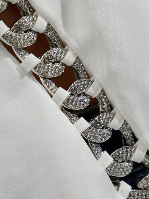 Self-Portrait bonded satin vest - White