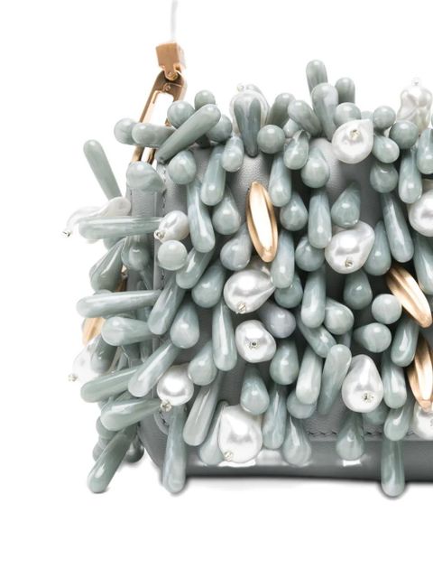 Cult Gaia Perla bead-embellished shoulder bag - Grey