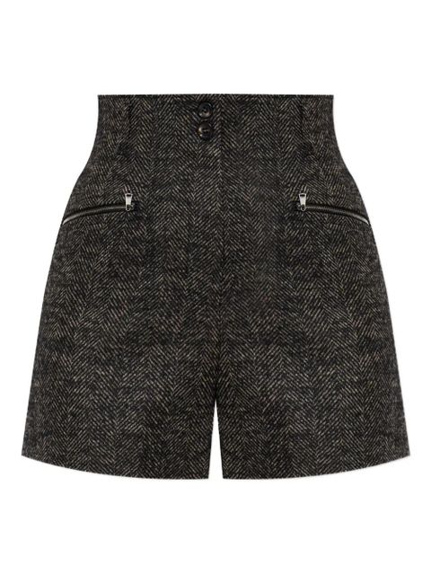 Max Mara Bolzano herringbone high-waisted shorts - Brown