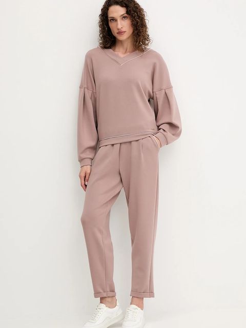 BOSS bluza damska kolor brązowy gładka 50545647