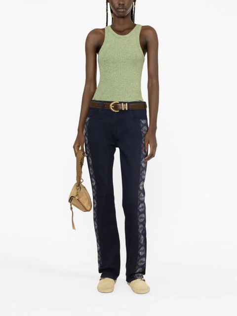 ETRO floral-stripes straight-leg jeans - Blue