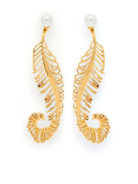 Marni curved feather earrings - Gold