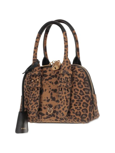 PINKO Mini leopard-print padlock bag - Brown
