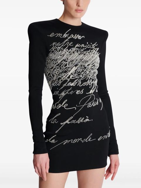 Balmain rhinestone-embellished mini dress - Black - zdjęcie produktu nr 2