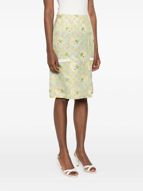 FENDI floral-print pocket midi skirt - Green