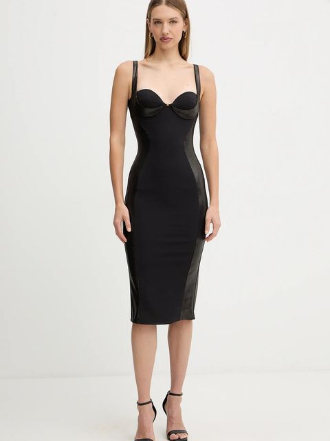 Elisabetta Franchi sukienka kolor czarny midi dopasowana AB83857E2