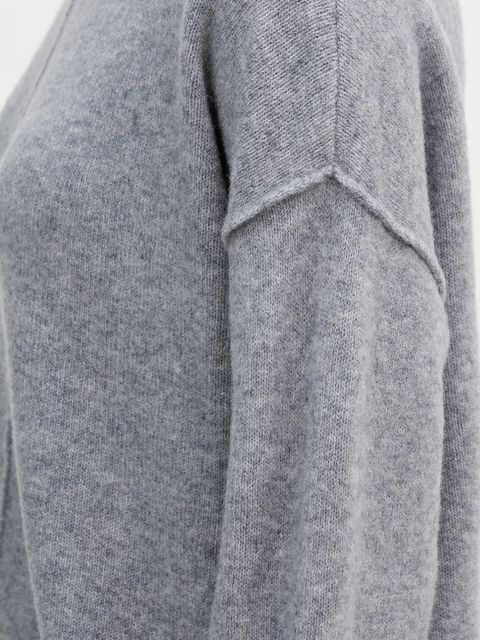 OUI sweter z dodatkiem wełny damski kolor szary z półgolfem 96148