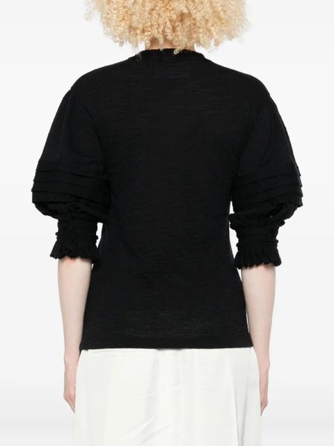 Jil Sander pleated-sleeve top - Black