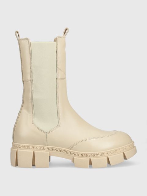 Karl Lagerfeld sztyblety skórzane ARIA damskie kolor beżowy na platformie KL43280 - zdjęcie produktu nr 1