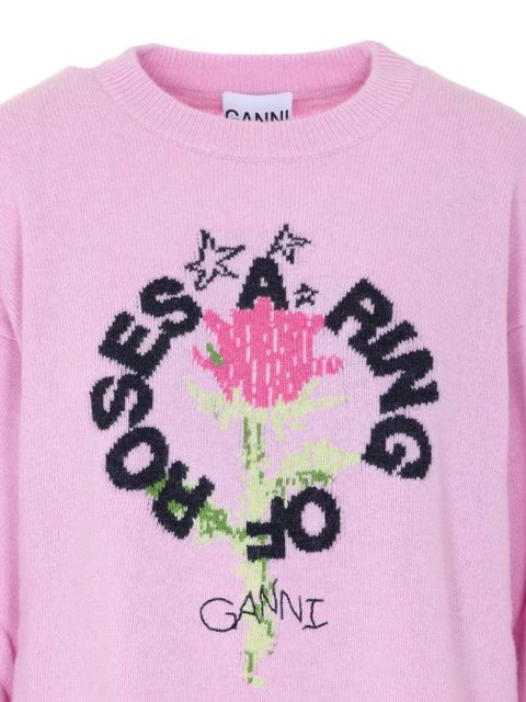 GANNI Ring of Roses crew-neck sweater - Pink