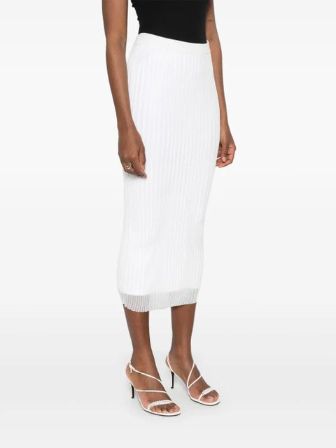 Sportmax ribbed-knit midi skirt - White