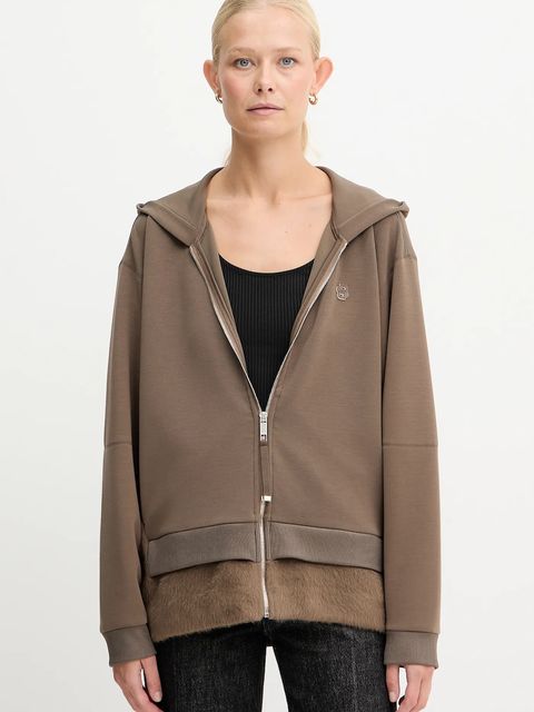 BOSS bluza damska kolor brązowy z kapturem gładka 50548731 - zdjęcie produktu nr 1