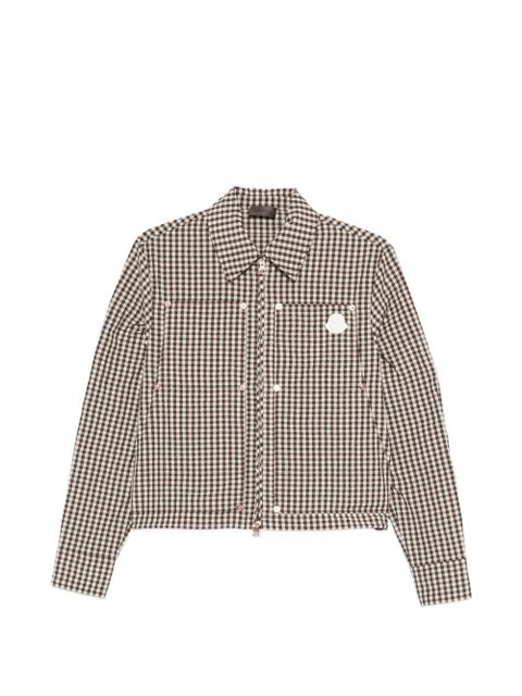 Moncler gingham logo-patch jacket - Brown - zdjęcie produktu nr 1