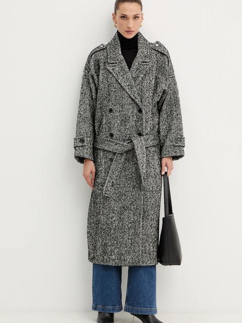 Pinko płaszcz z dodatkiem wełny kolor szary 105562 A2SE - zdjęcie produktu nr 2