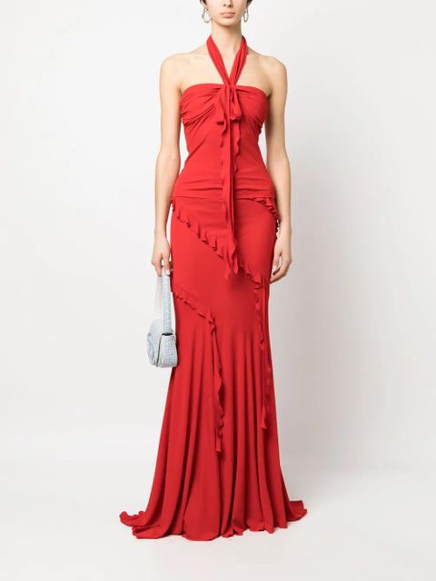 Blumarine ruffled-detail long skirt - Red