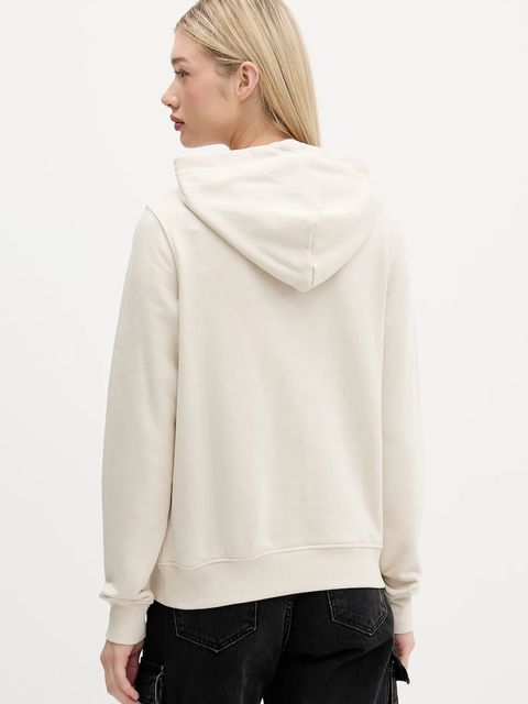 Tommy Jeans bluza damska kolor beżowy z kapturem gładka DW0DW19712