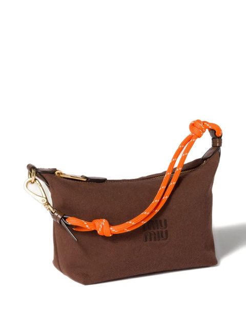 Miu Miu mini Gabardine logo zip bag - Brown