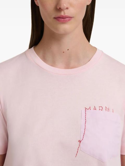 Marni logo-embroidered cotton T-shirt - Pink