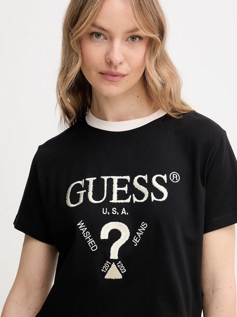 Guess t-shirt bawełniany FILANTA damski kolor czarny V5GI18 I3Z14
