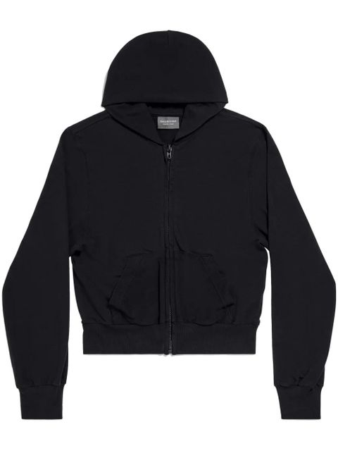 Balenciaga zip-up cotton hoodie - Black