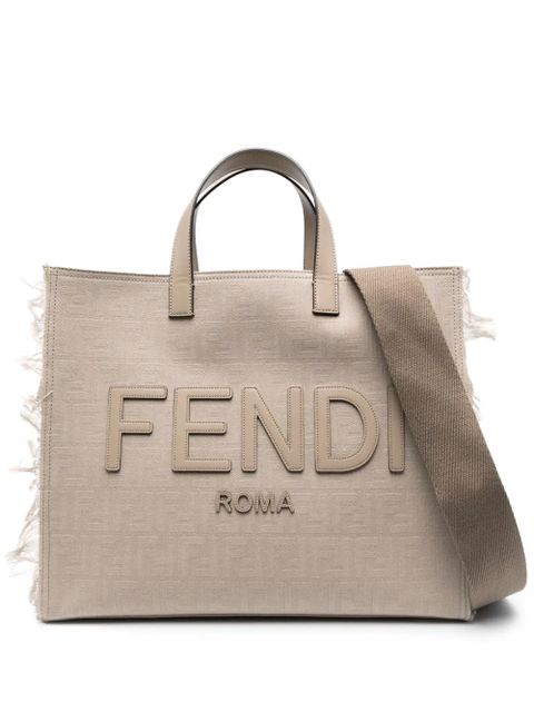 FENDI large FF jacquard fringed tote bag - Grey - zdjęcie produktu nr 1