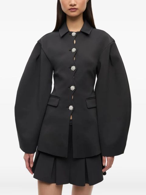 GANNI balloon-sleeve jacket - Black