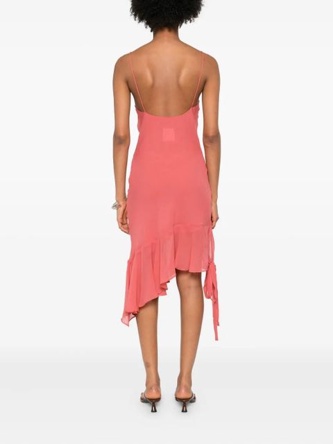 Paris Georgia Julia rose-embellished asymmetrical dress - Pink