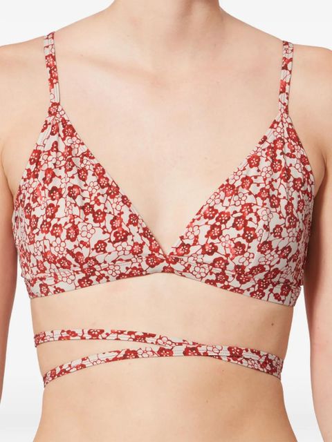 ISABEL MARANT Solange floral-print bikini top - Red