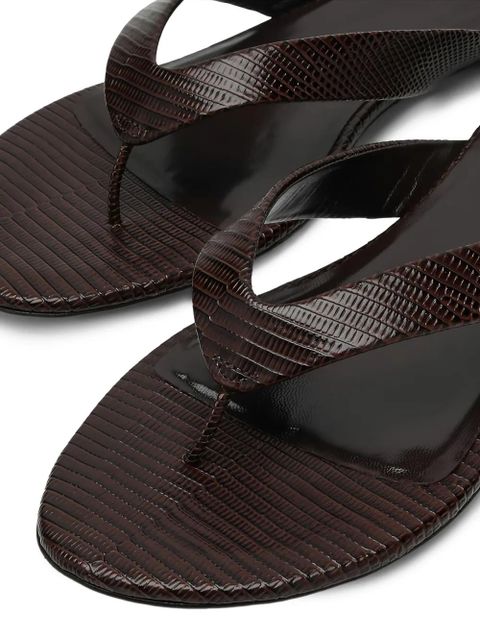 Le Monde Beryl Infradito embossed leather thong sandals - Brown