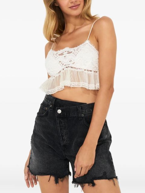 Free People ruffled crop top - White - zdjęcie produktu nr 1