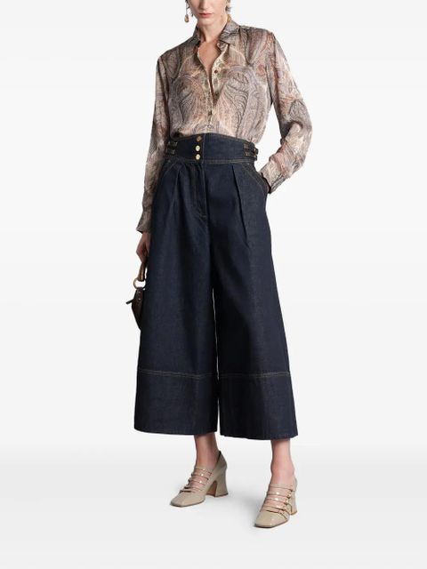 ZIMMERMANN buckle-detail pleated denim culottes - Blue
