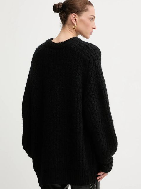 Rotate sweter z dodatkiem wełny damski kolor czarny ciepły 114910100