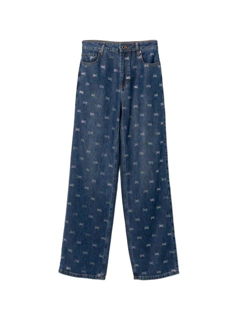 Self-Portrait ribbon-embellished jeans - Blue - zdjęcie produktu nr 1