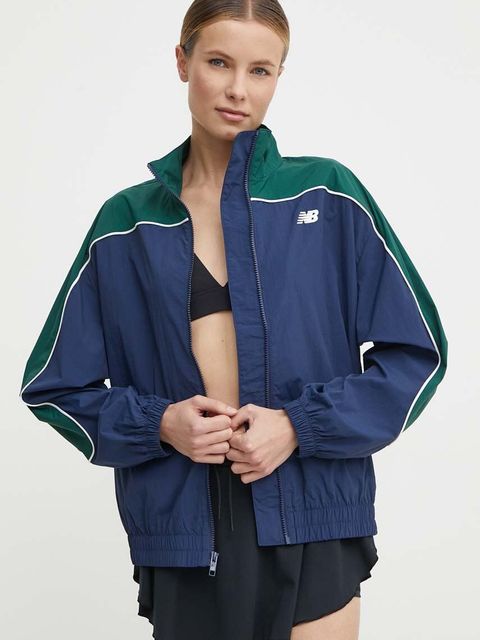 New Balance kurtka WJ41506NNY damska kolor granatowy przejściowa oversize WJ41506NNY