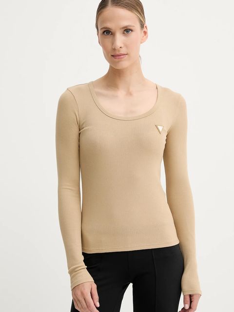 Guess longsleeve damski kolor beżowy V4BP07 K8RT2 - zdjęcie produktu nr 1