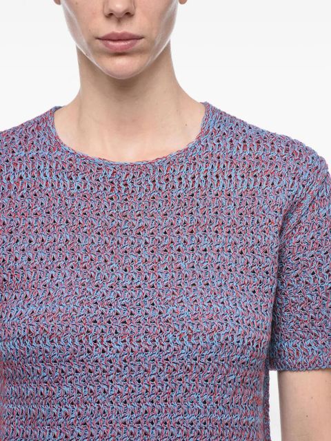 Jil Sander open-knit short-sleeve top - Blue