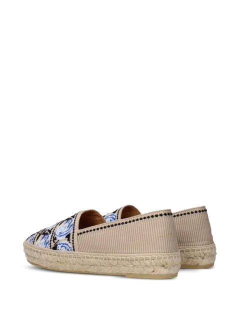 Prada floral-embroidered espadrilles - Neutrals