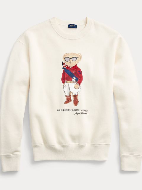 RALPH LAUREN - Biała bluza z misiem Relaxed Fit