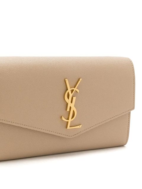 Saint Laurent Uptown envelope leather clutch bag - Neutrals