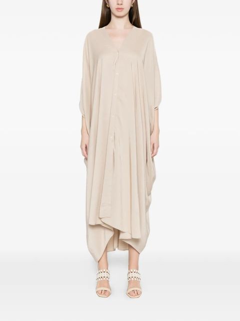 Eleh button V-neck dress - Neutrals