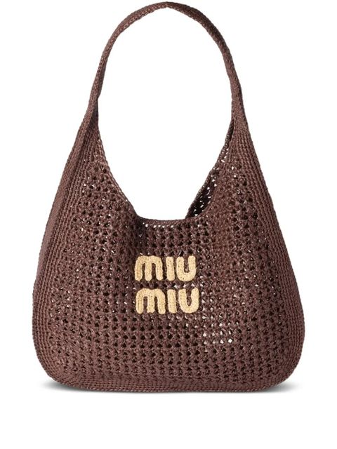 Miu Miu Raffia-effect woven shoulder bag - Brown - zdjęcie produktu nr 1