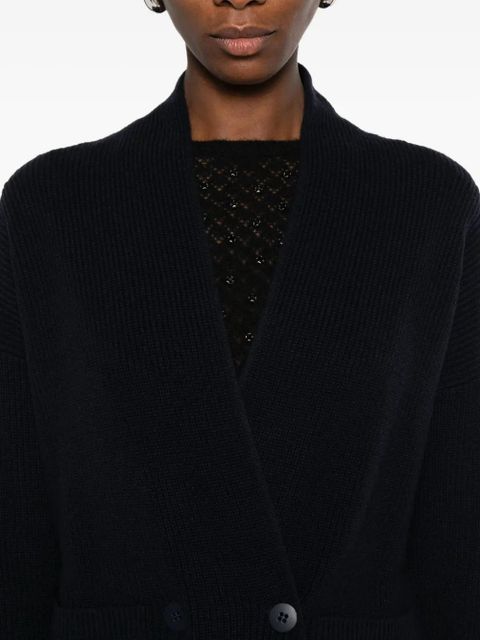 Max Mara double-breasted ribbed cardigan - 008 BLACK