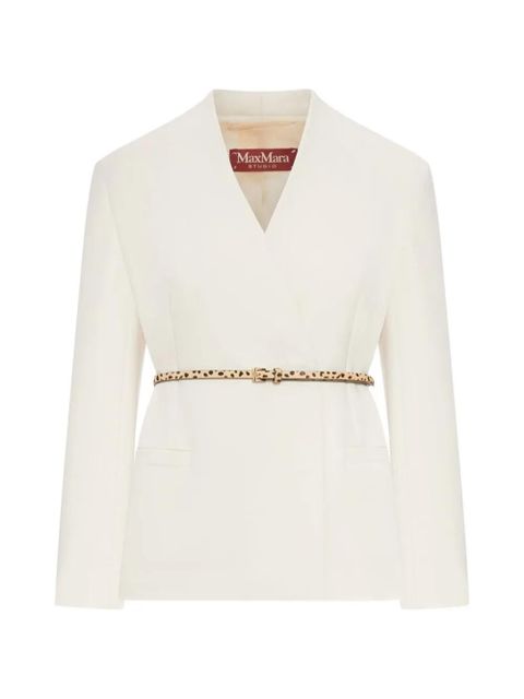 Max Mara V-neck belted jacket - Neutrals - zdjęcie produktu nr 1