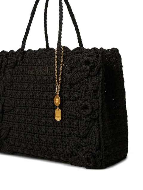 TWINSET floral-appliqué tote bag - Black
