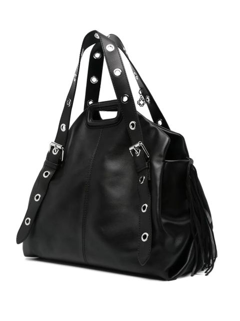 Maje Miss M XL leather shoulder bag - Black